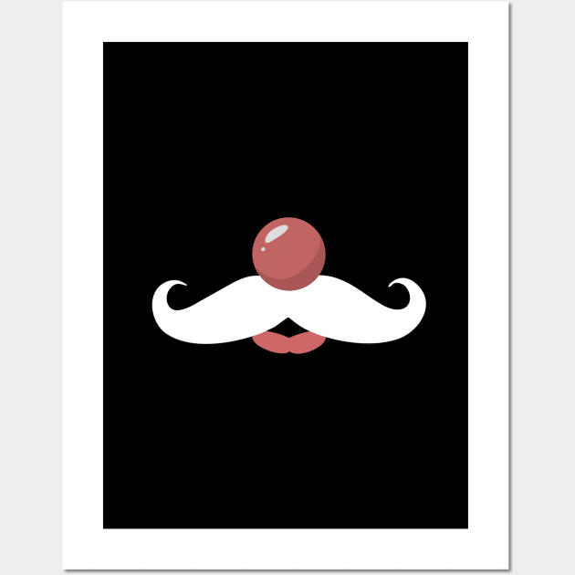 White Mustache, Red Nose Wall Art by ORENOB